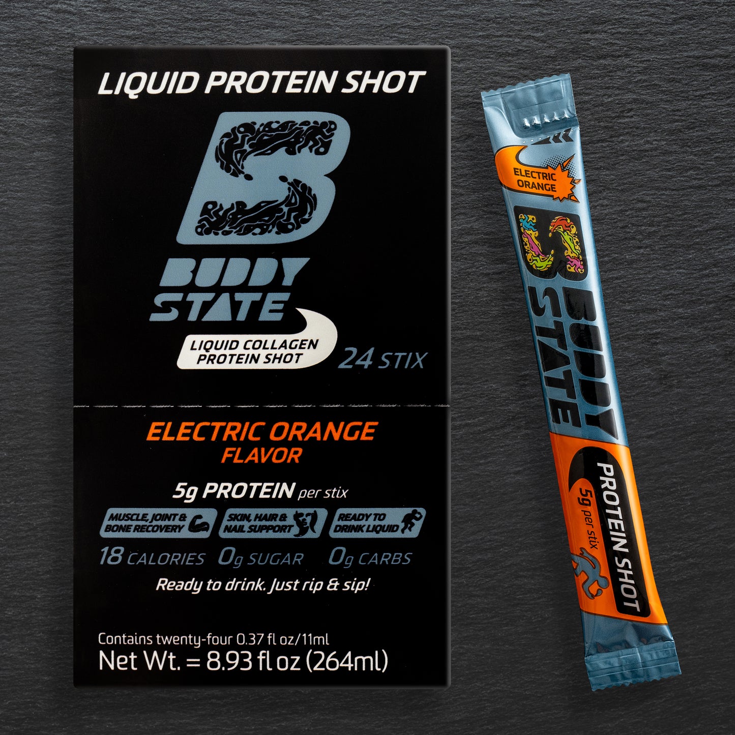 Liquid Collagen Protein Shot: Electric Orange